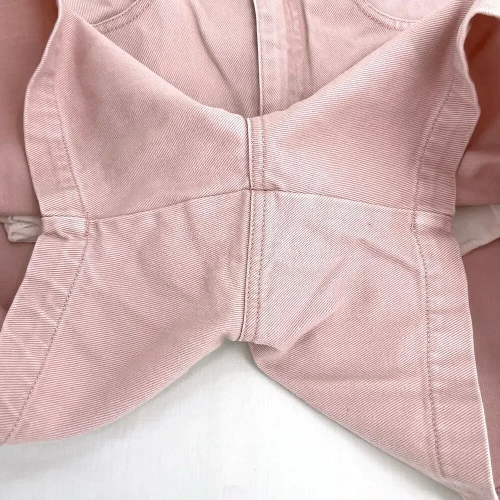 Vintage 90s Powder Pink Pastel High Rise Denim Shorts Retro Mom Jeans Size 12